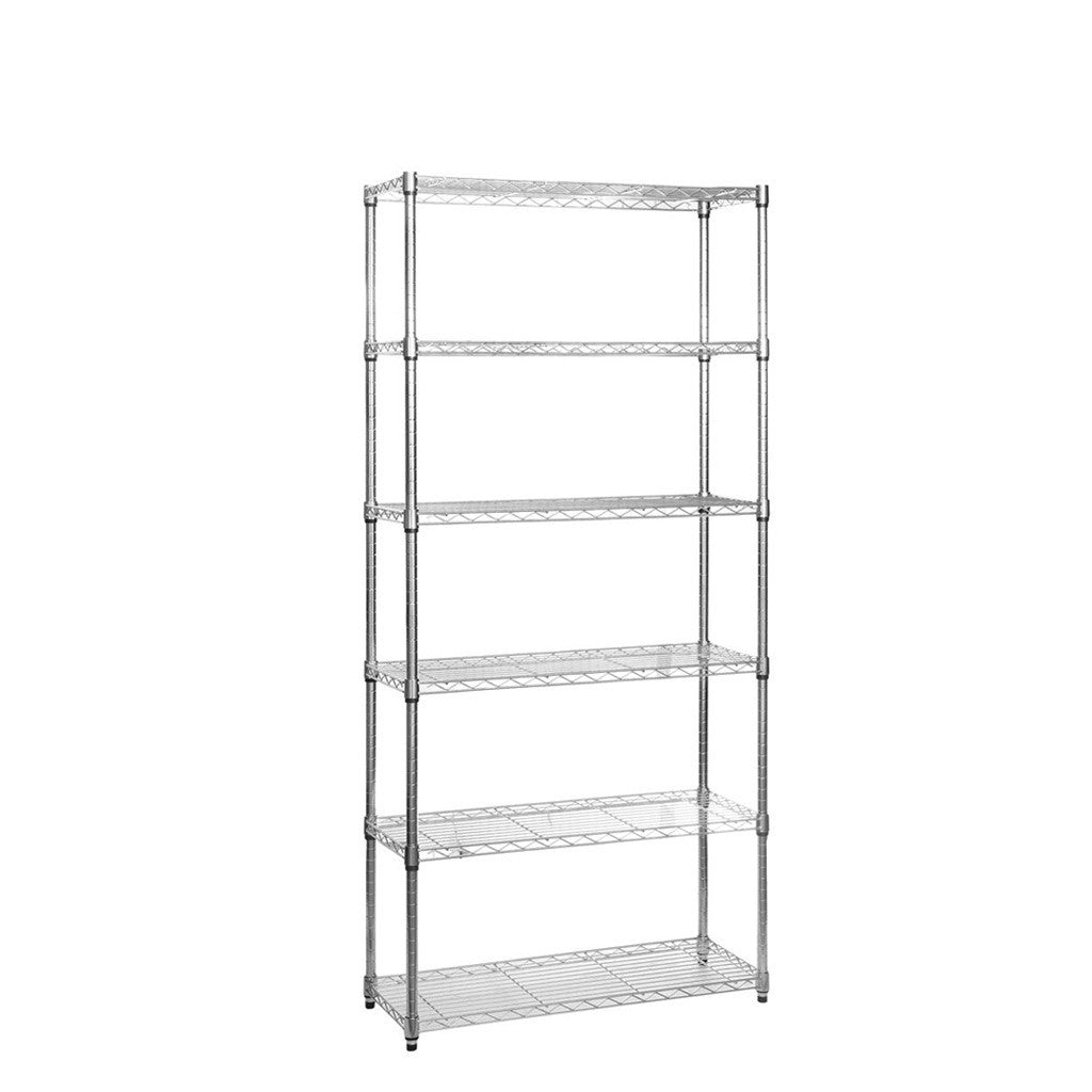 6 Tier Narrow Chrome Wire Shelving Unit - H1600 x W750 x D350mm