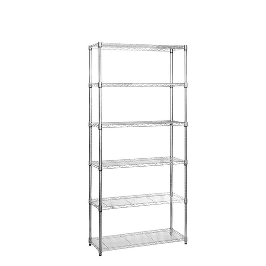 6 Tier Narrow Chrome Wire Shelving Unit - H1600 x W750 x D350mm