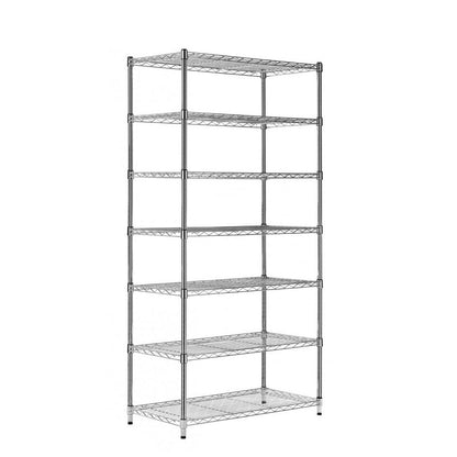 7 Tier Narrow Chrome Wire Shelving Unit - H1800 x D350mm