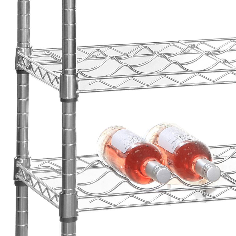 8 Tier Narrow Chrome Wire Wine Rack - Holds 72 Bottles - H1600 x W900 x D350mm