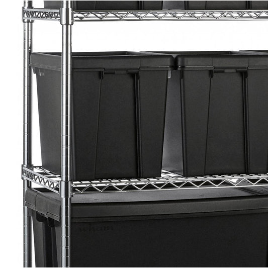 Heavy Duty Chrome Wire Shelving Unit plus 12 Black Storage Boxes - H1800 x W1200 x D450mm