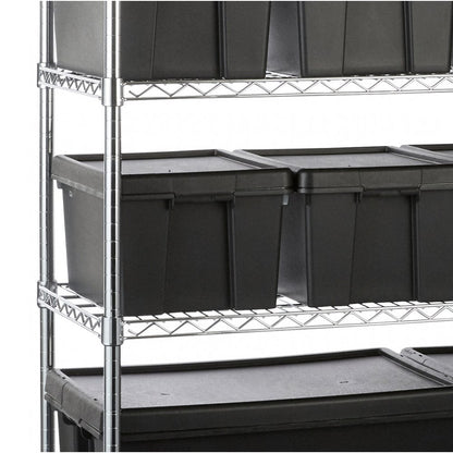 Heavy Duty Chrome Wire Shelving Unit and 16 Black Storage Boxes - H1800 x W1200 x D450mm