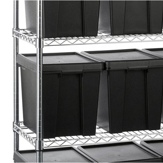 Heavy Duty Chrome Wire Shelving Unit plus 16 Black Storage Boxes - H1800 x W1200 x D450mm