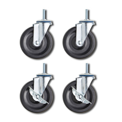 Pack of 4 Heavy Duty Castor Wheels for Chrome Wire Shelving - Dia. 100mm - 250kg Load Capacity
