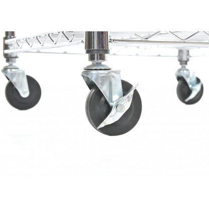 Pack of 4 Heavy Duty Castor Wheels for Chrome Wire Shelving - Dia. 100mm - 250kg Load Capacity