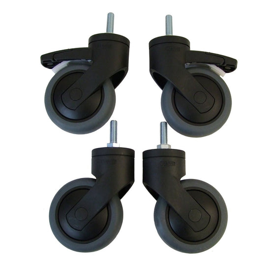 Pack of 4 Heavy Duty Castor Wheels for Chrome Wire Shelving - Dia. 75mm - 225kg Load Capacity