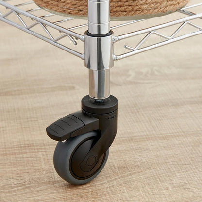 Pack of 4 Heavy Duty Castor Wheels for Chrome Wire Shelving - Dia. 75mm - 225kg Load Capacity