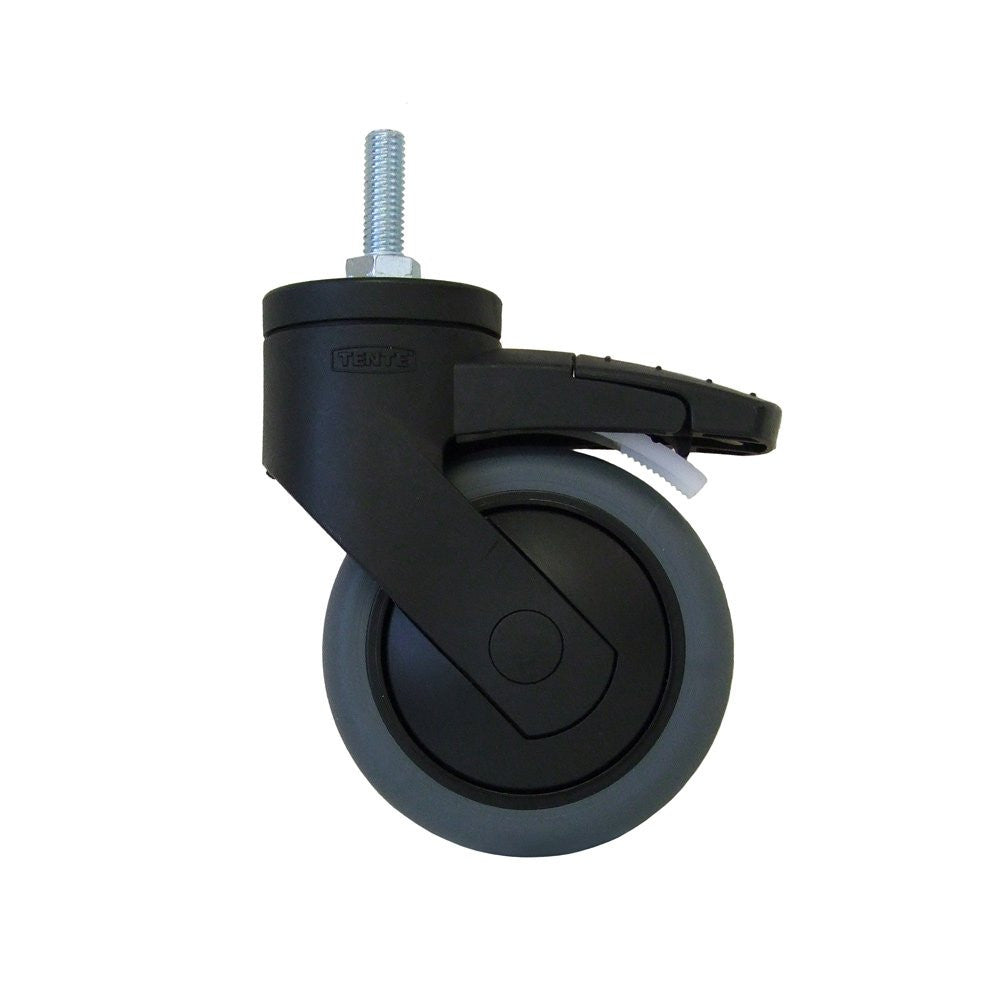 Pack of 4 Heavy Duty Castor Wheels for Chrome Wire Shelving - Dia. 75mm - 225kg Load Capacity
