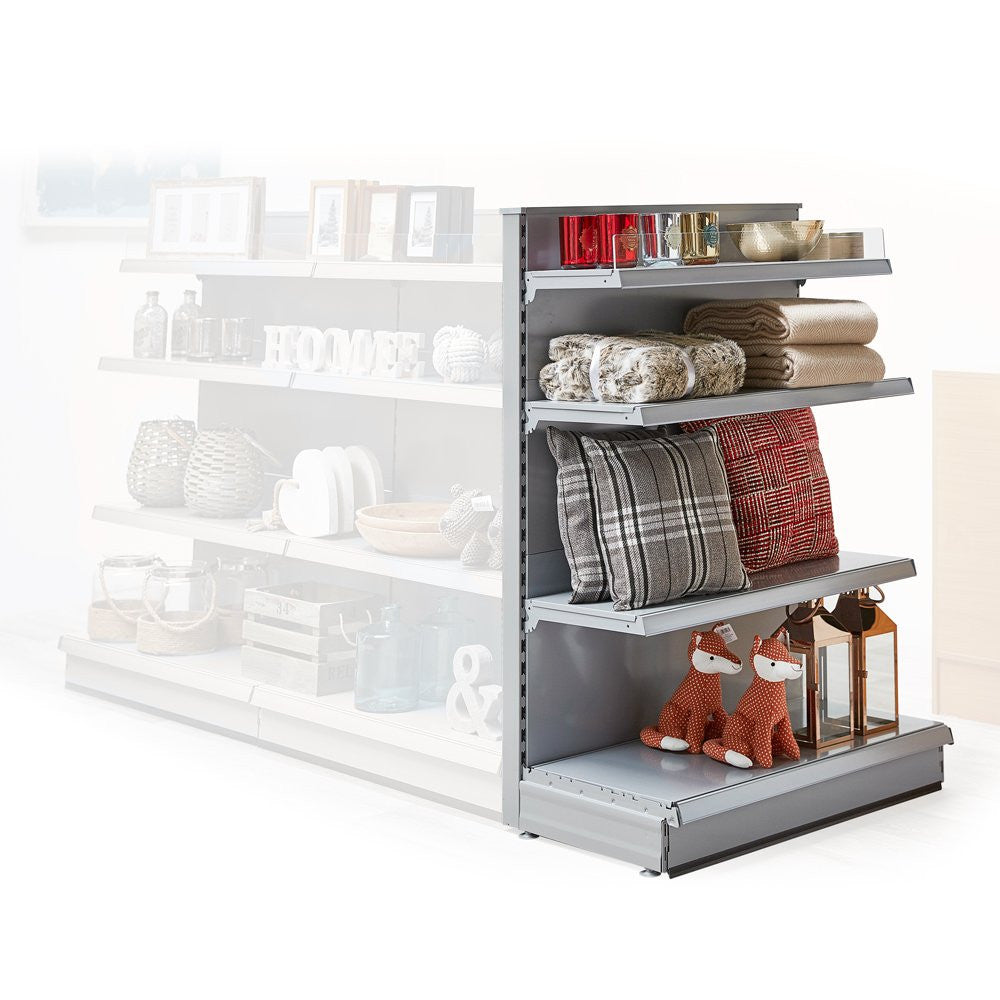 Silver End Bay for Retail Shelving Gondola Bays - H1400 x W1000 x D500mm