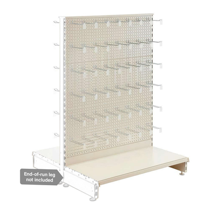 Jura White Modular Gondola Unit - Perforated Back Panels, Euro Hooks, Tickets Holders