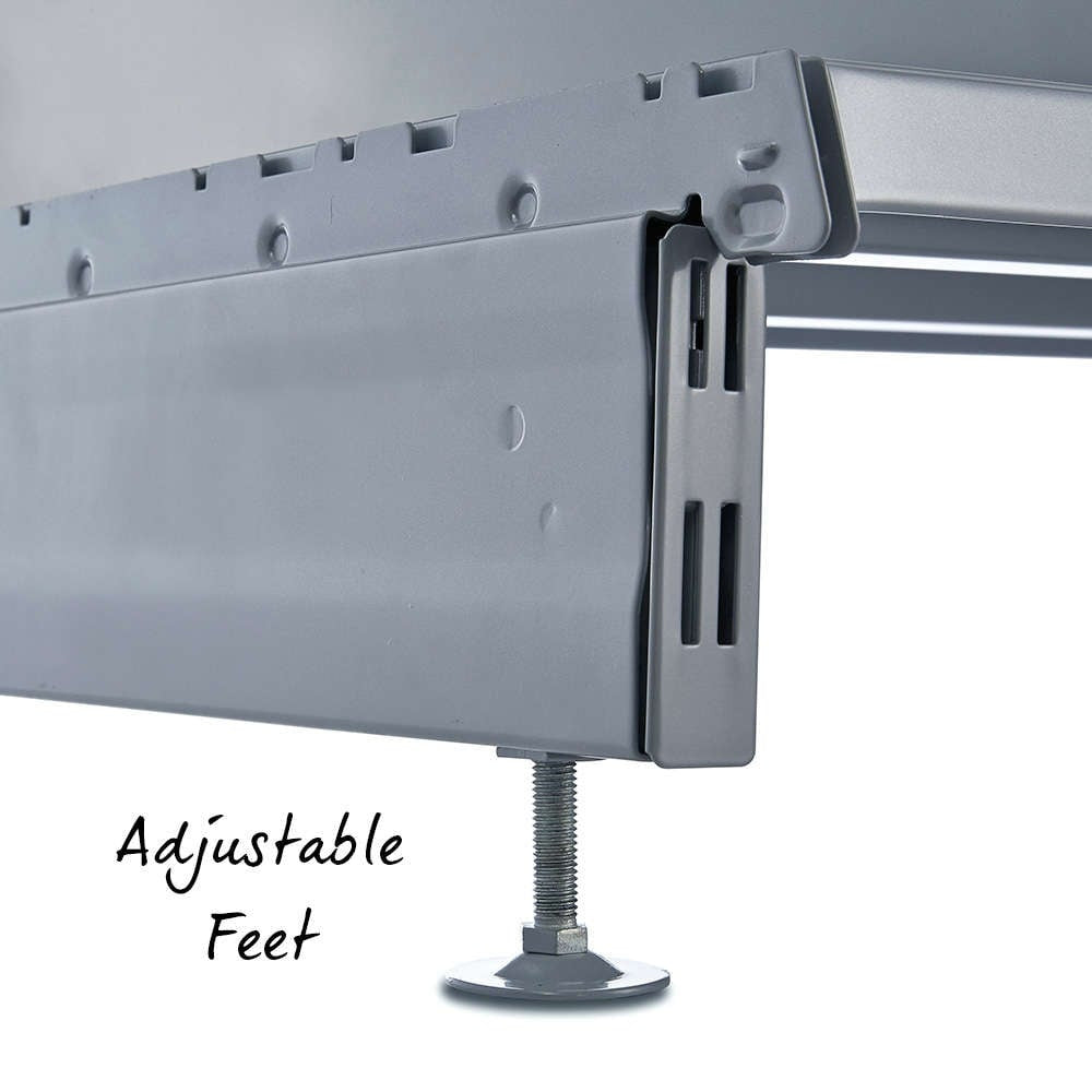 Silver Retail Shelving Modular Gondola Unit - Perforated Back Panels, Euro Hooks, Tickets Holders