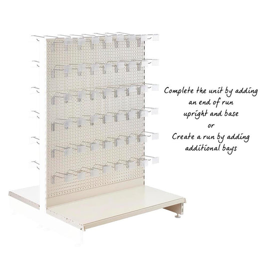 Jura White Modular Gondola Unit - Perforated Back Panels, Single Arms, Tickets Holders