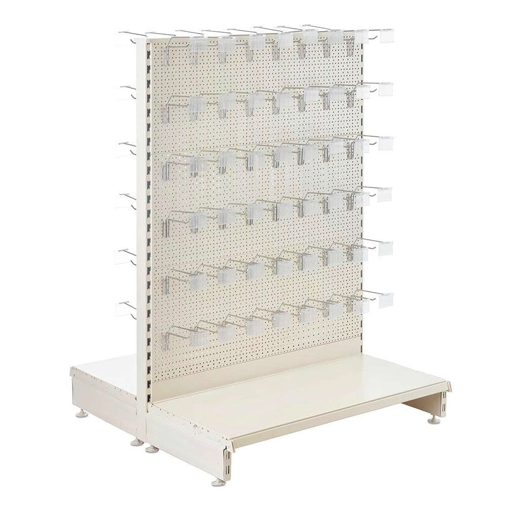 Jura White Modular Gondola Unit - Perforated Back Panels, Single Arms, Tickets Holders