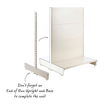 Jura White Retail Shelving Modular Gondola Unit with Slatwall Back Panels - H1400 x W1000mm