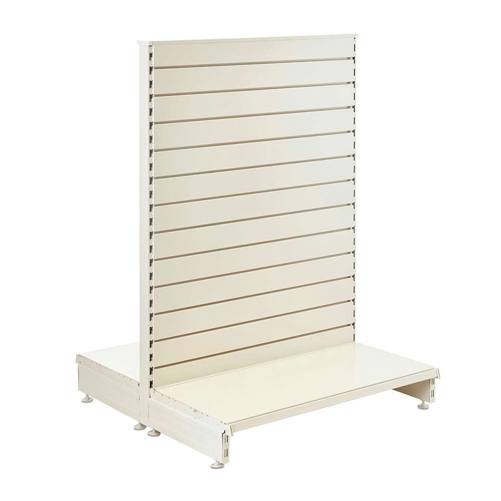 Jura White Retail Shelving Modular Gondola Unit with Slatwall Back Panels - H1400 x W1000mm