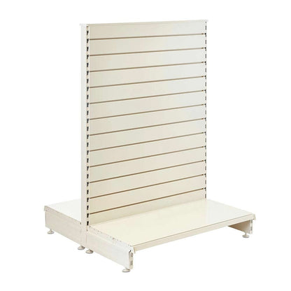 Jura White Retail Shelving Modular Gondola Unit with Slatwall Back Panels - H1400 x W1000mm