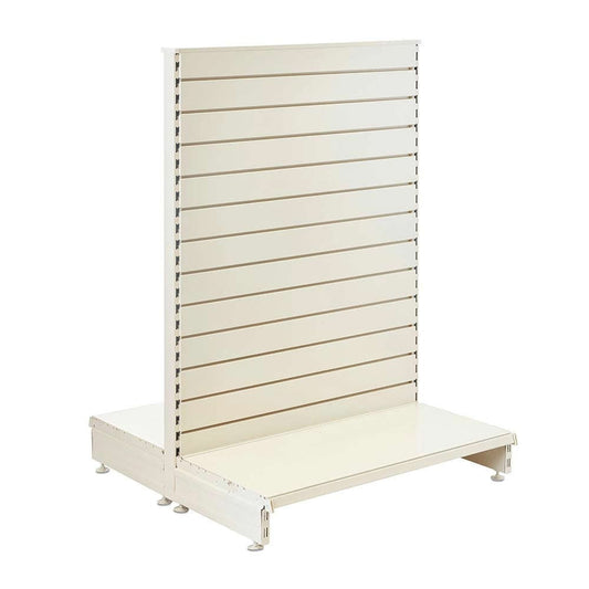 Jura White Retail Shelving Modular Gondola Unit with Slatwall Back Panels - H1400 x W1000mm