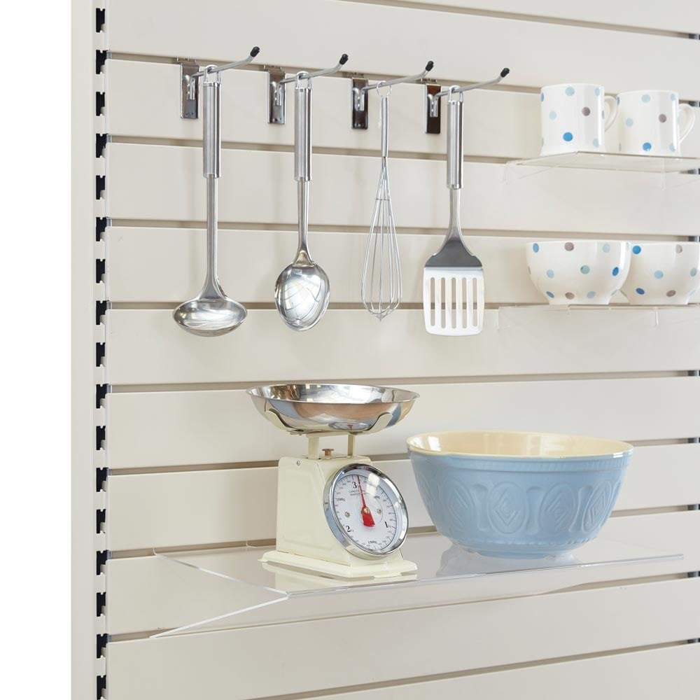 Jura White Retail Shelving Modular Gondola Unit with Slatwall Back Panels - H1400 x W1000mm