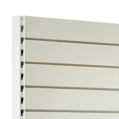 Jura White Retail Shelving Modular Gondola Unit with Slatwall Back Panels - H1400 x W1000mm