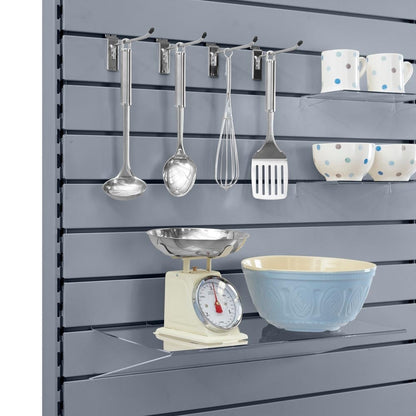 Silver Retail Shelving Modular Gondola Unit with Slatwall Back Panels - H1400 x W1000mm