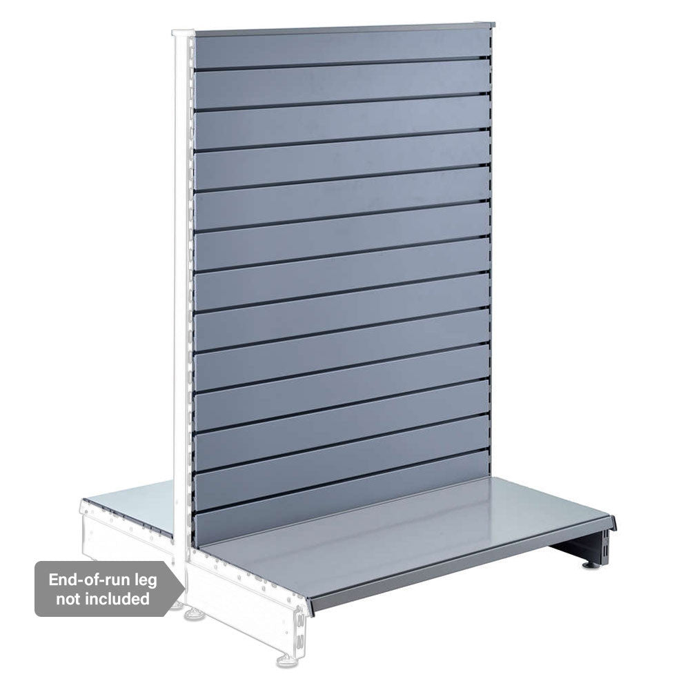 Silver Retail Shelving Modular Gondola Unit with Slatwall Back Panels - H1400 x W1000mm