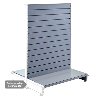 Silver Retail Shelving Modular Gondola Unit with Slatwall Back Panels - H1400 x W1000mm