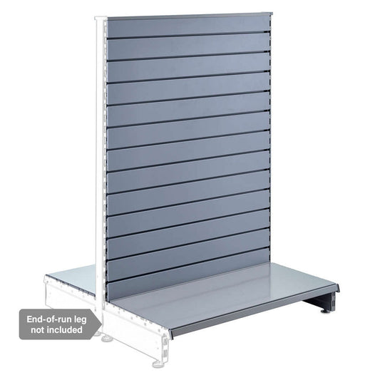 Silver Retail Shelving Modular Gondola Unit with Slatwall Back Panels - H1400 x W1000mm