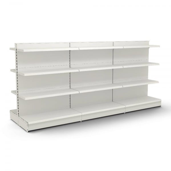 Jura White Retail Gondola Shelving - 3 x Bays, 18 x 370mm Shelves
