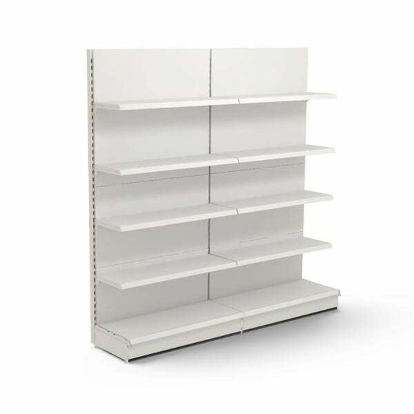 Jura White Retail Wall Shelving - 2 Bays - 2100mm High With 470mm Base Shelf