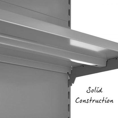 Silver Retail Wall Shelving -2 Bays - 2100mm High With 470mm Base Shelf