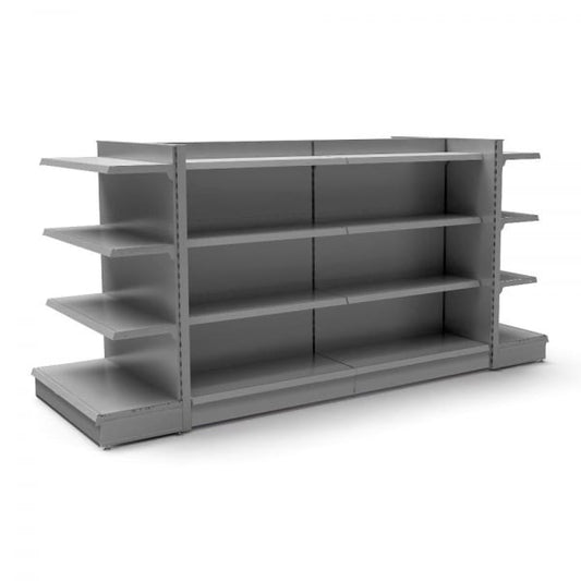 Silver Retail Gondola Shelving - 2 x H1400 x W1000mm Bays & 2 x End Bays - 18 Shelves