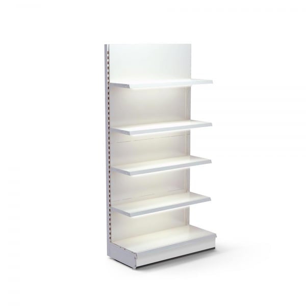Jura White Retail Wall Shelving with LED Lighting - H2100 x W1000mm - 4 Shelves