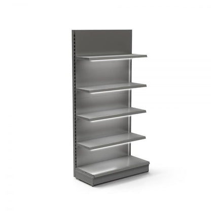 Silver Retail Wall Shelving with LED Lighting - H1800 x W1250mm - 4 Shelves