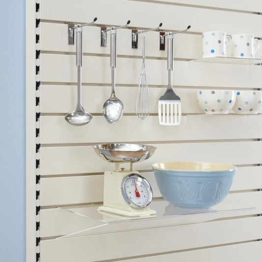 Jura White Slatwall Back Panel for Retail Shelving Units - H100mm
