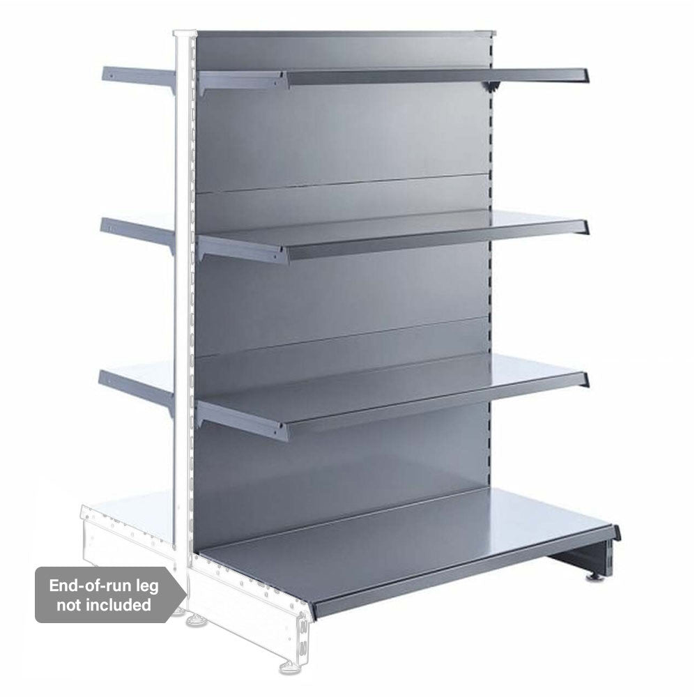 Silver Retail Shelving Modular Gondola Unit - 6 x 370mm Shelves - H1400mm
