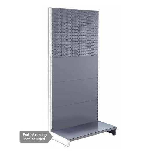 Silver Retail Shelving Modular Wall Unit - Plain & Perforated Back Panels - H1800 x W1000mm