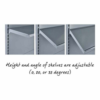 Silver Retail Shelving Modular Wall Unit - Perforated Back Panels - 2 Shelves and 32 Hooks - H1800mm