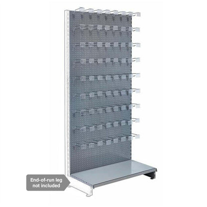 Silver Retail Shelving Wall Unit - Perforated Back Panels and Single Arms Hooks - H1800 x W1000mm