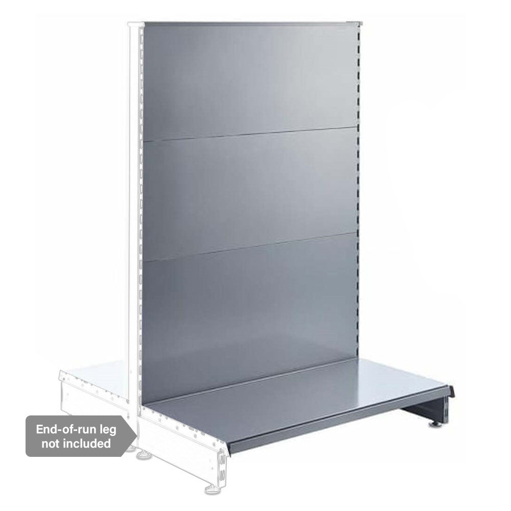 Silver Retail Shelving Modular Gondola Unit - Plain Back Panels - 2 x Base Shelves