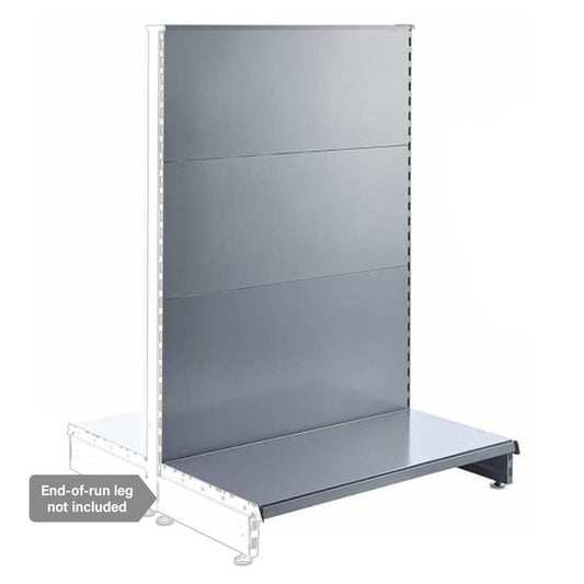 Silver Retail Shelving Modular Gondola Unit - Plain Back Panels - 2 x Base Shelves