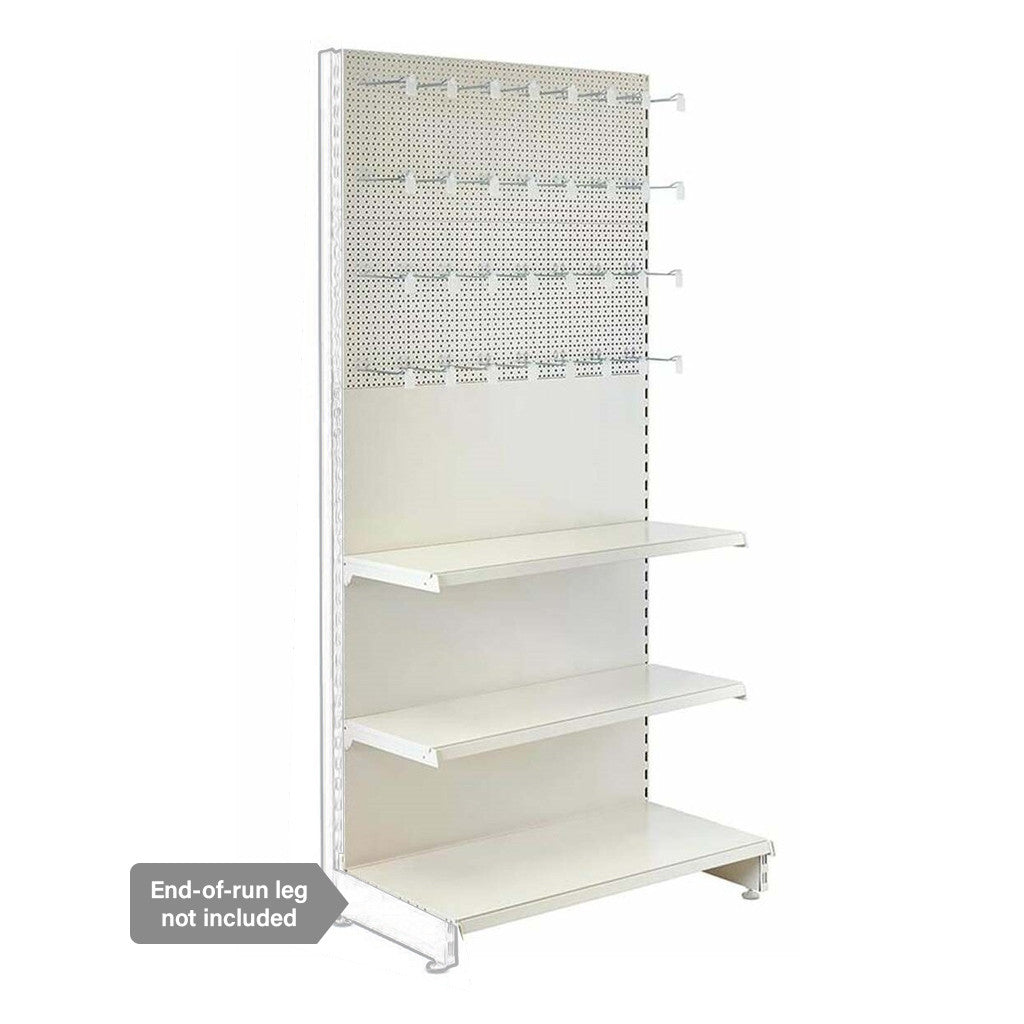 Jura White Retail Shelving Modular Unit - Perforated Back Panels - 2 Shelves and 32 Hooks - H1800mm