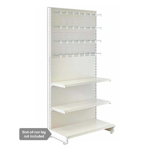 Jura White Retail Shelving Modular Unit - Perforated Back Panels - 2 Shelves and 32 Hooks - H1800mm