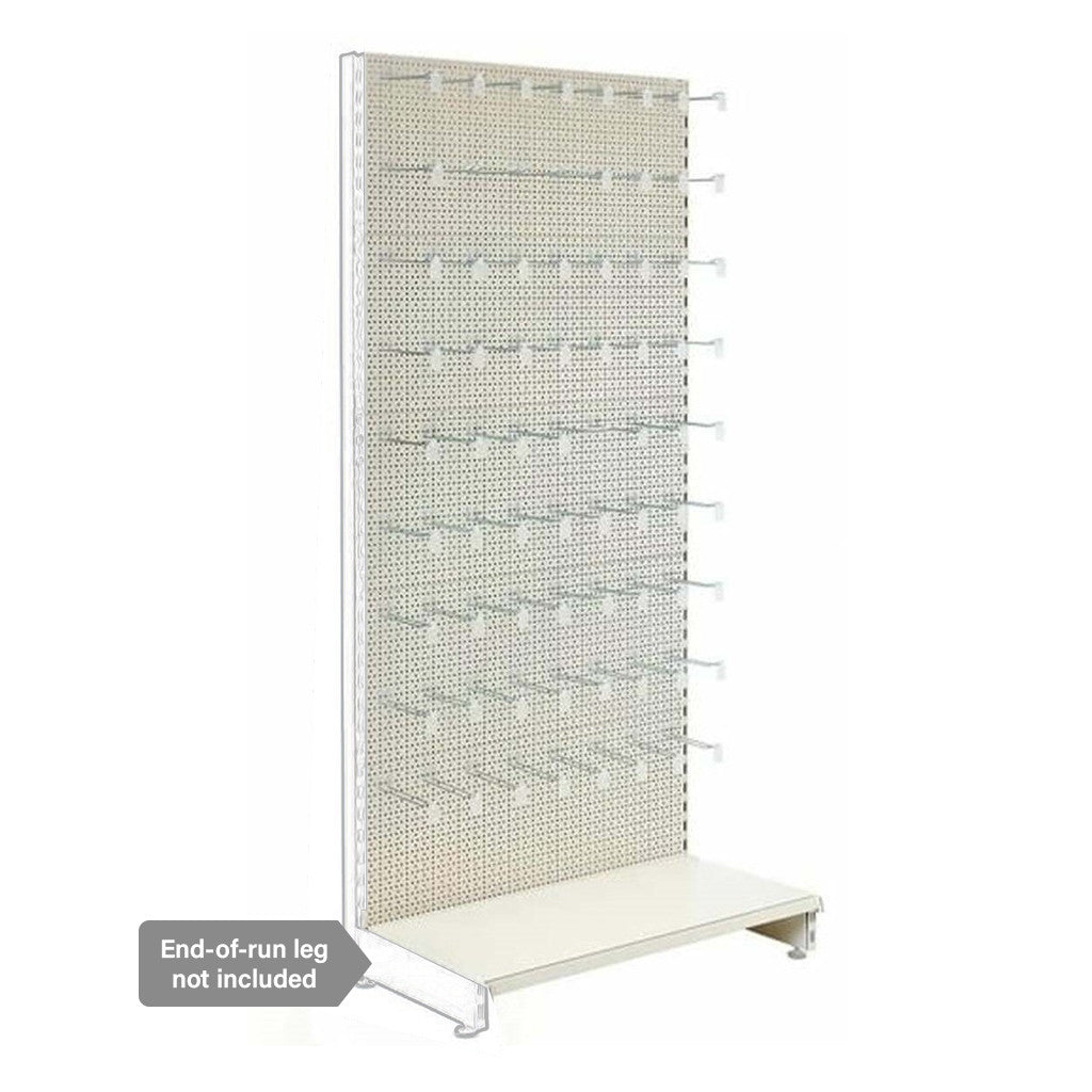 Jura White Retail Shelving Wall Unit - Perforated Back Panels and Hooks - H1800 x W1000mm
