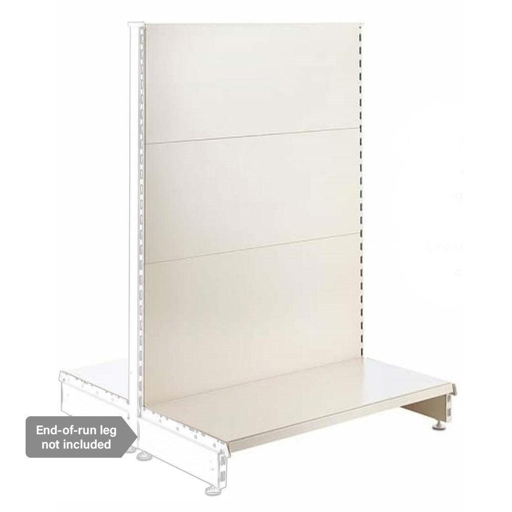 Jura White Retail Shelving Modular Gondola Unit - Plain Back Panels - 2 x Base Shelves