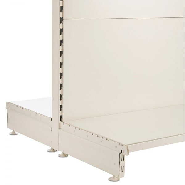 Jura White Retail Shelving Modular Gondola Unit - Plain Back Panels - 2 x Base Shelves