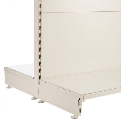 Jura White Retail Shelving Modular Gondola Unit - Plain Back Panels - 2 x Base Shelves