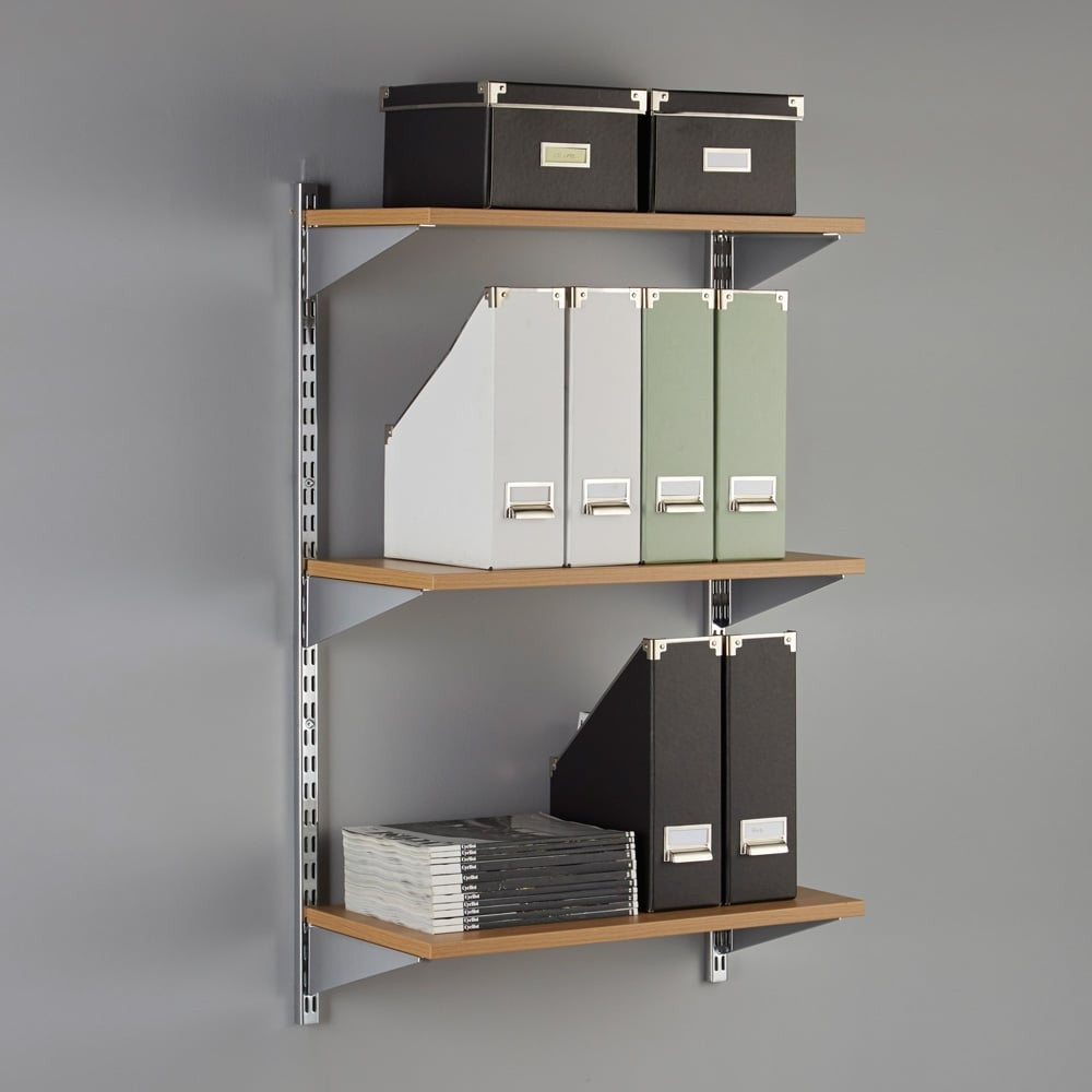 Pack of 2 Chrome Brackets for Twin Slot Wooden Shelves