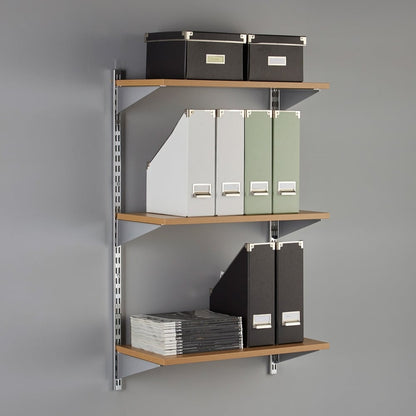 Pack of 2 Chrome Brackets for Twin Slot Wooden Shelves