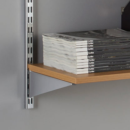 Pack of 2 Chrome Brackets for Twin Slot Wooden Shelves