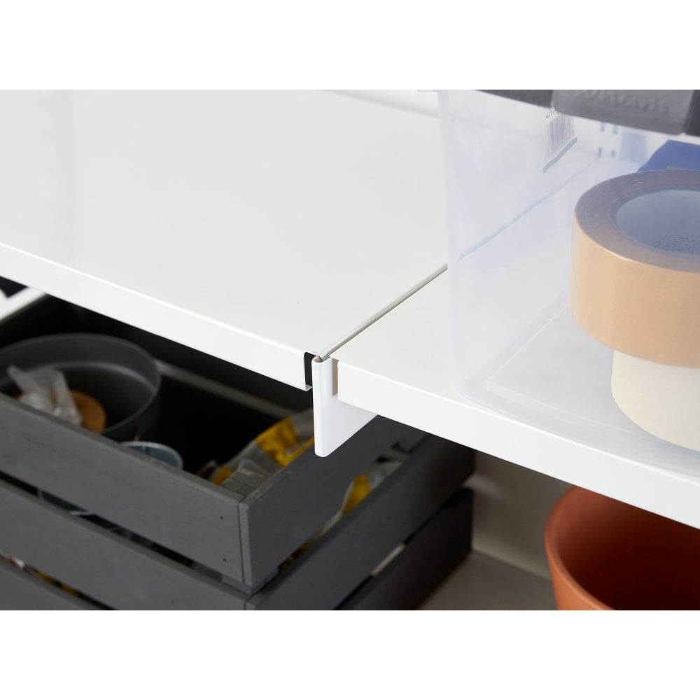 White Twin Slot Continuous Steel Shelf - W1000mm